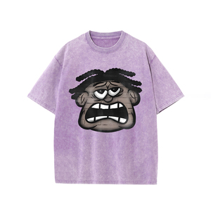 Venta al por mayor de alta calidad 100% algodón Retro ácido lavado hombres camiseta ajuste Regular peso pesado manga corta transpirable secado rápido - Product Image 6