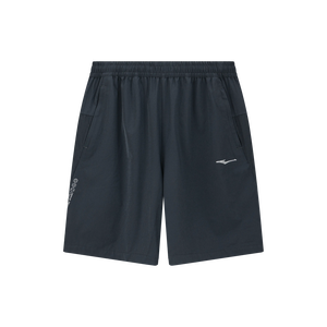 Shorts de sport gris foncé ERKE pour homme, taille XXS, avec fermeture éclair et taille élastique, en polyester, style jogger, avec logos décoratifs, tricoté - Product Image 1