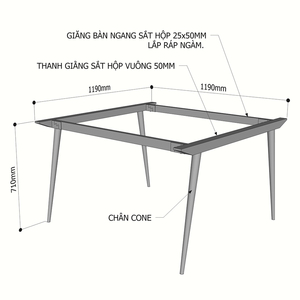 ขาโต๊ะเหล็กแบบประกอบเอง CONE Concept 120x120  ขาเฟอร์นิเจอร์เหล็กหล่อแบบมินิมอลสำหรับโต๊ะอาหารโรงพยาบาล-HCCO011 - Product Image 2