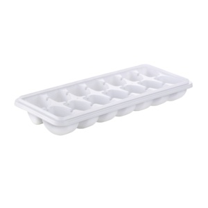 Dynasty Elastic Round Square Plastic Ice Tray 2-Piece Large with Lid Model 1208 14 <b>Cubes</b> for Bar & Party Storage - Product Image 1