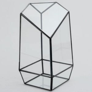 Terrario de Vidrio Geométrico Moderno Art Deco al por Mayor, Marco de Metal Negro, Forma Irregular, Flores, Decoración para el Hogar y Bodas - Product Image 5