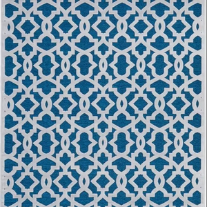 Saphira Mira géométrique laine Dhurrie tissage plat fait à la main en bleu vert blanc public ciblé adultes - Product Image 1