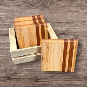 Juego de Posavasos Cuadrados de Madera Duraderos de Diseño para Agregar un Toque Sofisticado a Mesas de Café y Áreas de Servicio para el Hogar y Comercios - Product Image 3