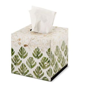 Floral Leaf Design Marble <b>Tissue</b> Box with White Base Elegant Decorative <b>Tissue</b> Holder <b>for</b> Bathroom Living Room Office Countertop - Product Image 5
