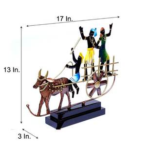 Peint à la main Ox Cart Iron Showpiece Durable Home Decorative Metallic Art - Product Image 3