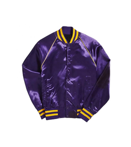Premium 100% Polyester Satin <b>Fabric</b> High Quality Varsity Baseball Jacket Winter OEM Varsity <b>Silk</b> Jacket Plain Blank Jacket - Product Image 4