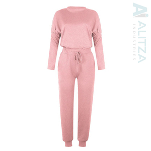 Conjunto Deportivo de Pantalones y Sudadera de Poliéster/Algodón Ligero con Logotipo Personalizado, Diseño de Diamantes, para Mujer - Product Image 6