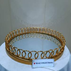 Modern Exquisite <b>Gold</b> <b>Mirror</b> <b>Tray</b> Cosmetic Wedding Gifts Decorative Serving <b>Tray</b> Made High-quality Metal Customizable for - Product Image 3