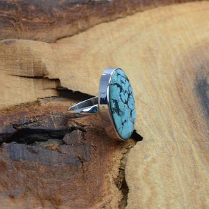 Blue Turquoise 925 Sterling <b>Silver</b> Ring Oval Gemstone Handmade Jewelry Gift For Women Birthday Anniversary - Product Image 4