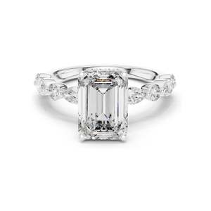 3.38 CT <b>Emerald</b> Cut Lab Diamond <b>Ring</b> for Women VVS-VS EF Clarity 18KT, 14KT, 10KT Gold & 925 <b>Silver</b> Rose, Yellow, White - Product Image 1