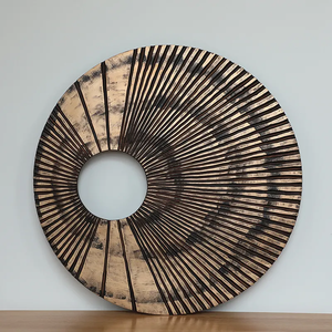 Accents modernes or luxe Art décoratif maison décoration murale nordique suspendu plaque ronde en métal pour chambre salon - Product Image 1