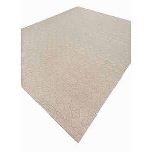 Tapis en laine noué à la main Erbe Ivory, motif géométrique abstrait, 9x12, rectangulaire, Tabriz, pour la maison, le salon, le couloir, la chambre - GS-1095 - Product Image 2