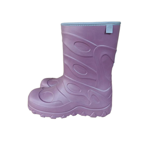 Stivali da <span class=keywords><strong>pioggia</strong></span> alla caviglia EVA viola da ragazza leggera impermeabile antiscivolo comoda fodera in pelliccia alla moda stile di sicurezza per neonati - Product Image 5