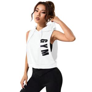 Sweat à capuche confortable en polaire sans manches Street Sport Letter Graphic Drawstring Hodies pour femme Running Active Winter - Product Image 3