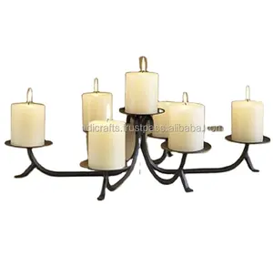 Pilar de ferro preto quatro velas suporte | suporte de velas de ferro decorativo fornecedor da índia