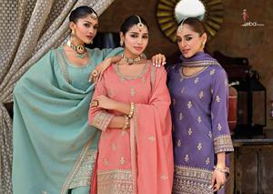 Costume de palazzo indien festif avec broderie de fil et coupe élégante parfait pour la fête et le mariage disponible en vrac quantité - Product Image 5