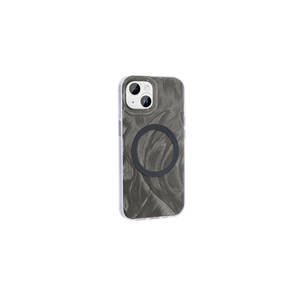 Coque arrière en silicone gris avec motif artistique de pinceaux, finition électroplaquée, élégante et antichoc, compatible avec iPhone 15 - Product Image 1