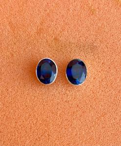 925 argent Sterling bleu saphir fait à la main boucle d'oreille belle forme ovale boucle d'oreille belle boucle d'oreille pour les femmes - Product Image 4