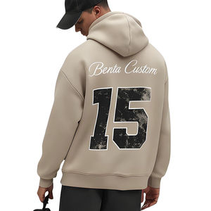 เสื้อฮู้ดดี้พิมพ์ลายโลโก้แบบกำหนดเอง ประดับด้วยคริสตัล เป็นมิตรกับสิ่งแวดล้อม สไตล์วินเทจ ทรงปกติ เนื้อผ้าหนา เสื้อผ้าผู้ชาย - Product Image 6