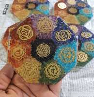 7 Chakra Orgonite Plaque D'énergie À La Main Naturel Spirituel Cristal Orgone Coaster Géométrie Sacrée Symbole pour Reiki Gemstone