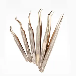 Pince à cils en acier inoxydable antistatique de précision pince à épiler professionnelle à pointe de Fiber pour l'extension de cils - Product Image 5