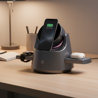 Nouvelle station de charge sans fil 4-en-1 à charge rapide 15W avec veilleuse pour iPhone 17 Pro Max, écouteurs et montre