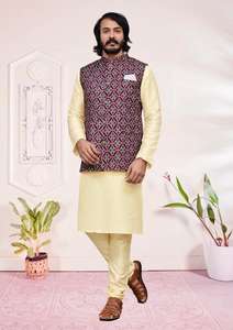 2024 Collection Maruti mode hommes ethnique soie Kurta pyjama taille libre indien porter excellente qualité droite MF188 mariage - Product Image 4