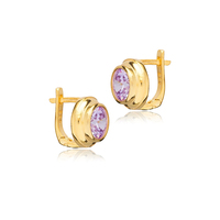 Boucles d'oreilles rondes en améthyste et en oxyde de zirconium, fabrication artisanale turque, vente en gros, bijoux en argent sterling 925