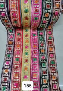 Renkli çiçek işlemeli Zari dantel Trim Saree elbise zanaat ve ev dekor için <span class=keywords><strong>2</strong></span> inç geniş dekoratif sınır - Product Image 3