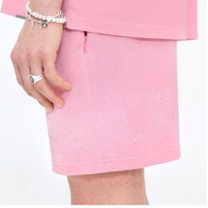 Pantalones cortos deportivos de poliéster Hip Hop con logotipo personalizado multicolor al por mayor OEM de alta calidad con cintura elástica - Product Image 2