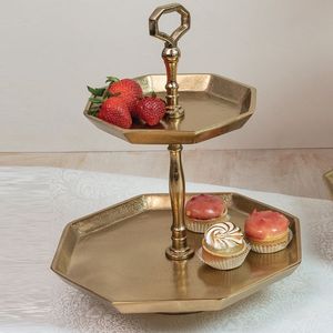 Gold Finished Decorative Single Tier New <b>Casted</b> Eco-Friendly Dishwasher Safe Cake Stand Nickel Mate Plated Best Quality Use - Product Image 2