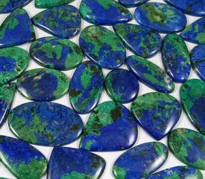 Piedra preciosa de azurita natural, Parte posterior plana lisa, forma de mezcla pulida, azurita cabujón de, tamaño personalizado para hacer joyas - Product Image 1