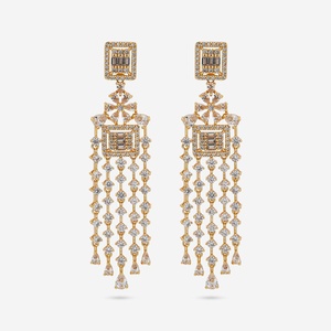 Pendientes colgantes de circonita con borlas 190451, joyería religiosa con aros de cobre y latón, con perlas, aleación de zinc y aleación como materiales principales - Product Image 1