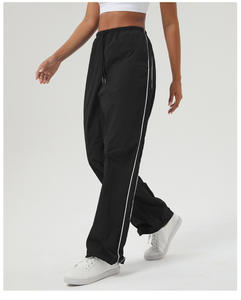 Pantalones Deportivos de Nylon Holgados a la Moda para Mujer, con Cintura Elástica, Diseño de Rayas, Ligeros - Product Image 6