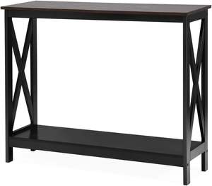 Table console en métal moderne à 2 niveaux, couleur or, dessus en marbre blanc, entrée ou couloir élégant avec cadre robuste - Product Image 3