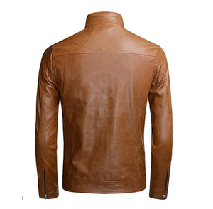 High Quality Custom <b>Men's</b> <b>Biker</b> Genuine Leather <b>Jacket</b> Stand Collar Breathable Classic Motorcycle Leather <b>Jacket</b> Style Winter - Product Image 2