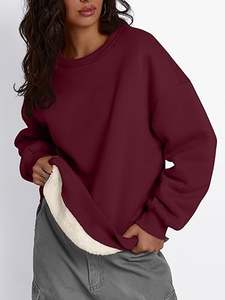 Custom Women'S Crew Neck Sweatshirt Oversized High Quality 100% Cotton Blank Drop Shoulder Sweatshirt for Women - Product Image 5