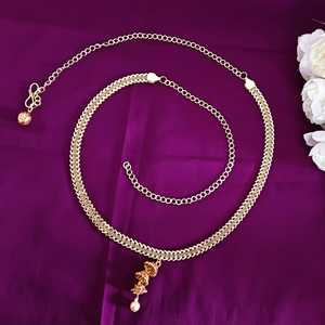 อินเดียเครื่องประดับร่างกายออกซิไดซ์คริสตัล rhinestone เจ้าสาว kamarbandh กับปรับโซ่ Jhumka พู่เครื่องประดับสำหรับผู้หญิง - Product Image 1