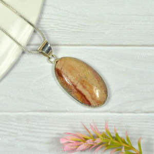 Collier avec pendentif ovale en jaspe prune avec chaîne, qualité AAA, bijoux de mode - Product Image 1