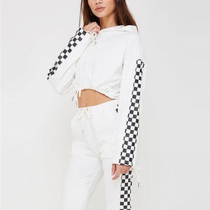 Cropped Jogging Suit 2 Piece Set Zipper Velvet Winter Windproof Plus Size Bling Women Custom Rhinestone <b>Tracksuits</b> - Product Image 4