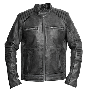 Chaqueta de cuero marrón para hombre, moda para hombre, Cafe Racer Biker - Product Image 4