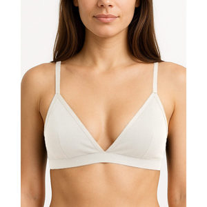 Soutien-gorge triangle sans bretelles 150 - Motif floral uni, une pièce, rembourré, respirant, push-up, fermeture à crochets, logo imprimé, bonnet noir - Product Image 1