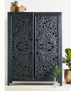 Muebles de dormitorio tallados Almirah de madera reciclada recuperada de diseño moderno de fabricación india para el hogar para el dormitorio y la sala de estar - Product Image 1