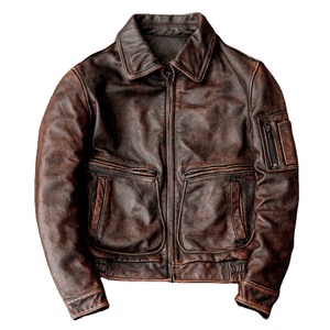 Chaqueta de Cuero para Hombre de Calidad Superior con Cierre Teñida en Marrón de Piel Genuina de Vaca Estilo Motociclista de Alta Calidad para Invierno - Product Image 1