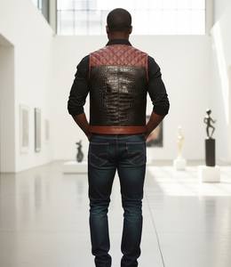 เสื้อกั๊กหนังจระเข้แบบปรับแต่งลายนูนสไตล์นักขี่จักรยานคุณภาพพรีเมี่ยมราชาแชมป์ตะวันตก - Product Image 2