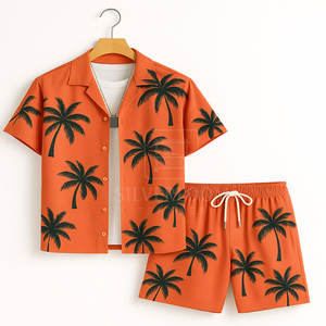 Wholesale <b>Summer</b> 100% Cotton <b>Men</b> Two Piece Set Loose Fit Short Sleeve Printed <b>Shirt</b> With Shorts | Breathable T-<b>Shirt</b> <b>For</b> <b>Men</b> - Product Image 1
