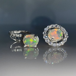 Style Vintage 925 boucles d'oreilles en argent Sterling naturel Moissanite opale éthiopienne facettes pierres précieuses en vrac pendentifs de mode chrétienne - Product Image 2