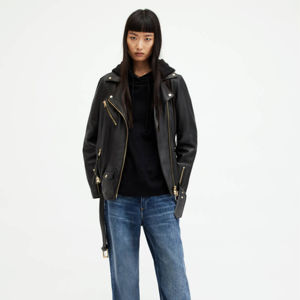 แจ็กเก็ตหนังสำหรับผู้หญิงเสื้อแจ็กเก็ตหนังสไตล์2024กันลมมีซิปแขนยาว - Product Image 1