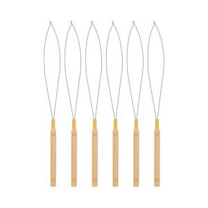 Most Selling Hair Extensions Tool Pulling Loop <b>Needle</b> Wooden <b>Threader</b> Wire Pulling Hook Tool for Extension Wood Metal for Women - Product Image 1