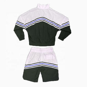 Cortavientos personalizado para hombre a prueba de viento 2 piezas conjunto corto nuevo estilo deportivo cremallera bloque de color transpirable de talla grande trajes de cortavientos - Product Image 6